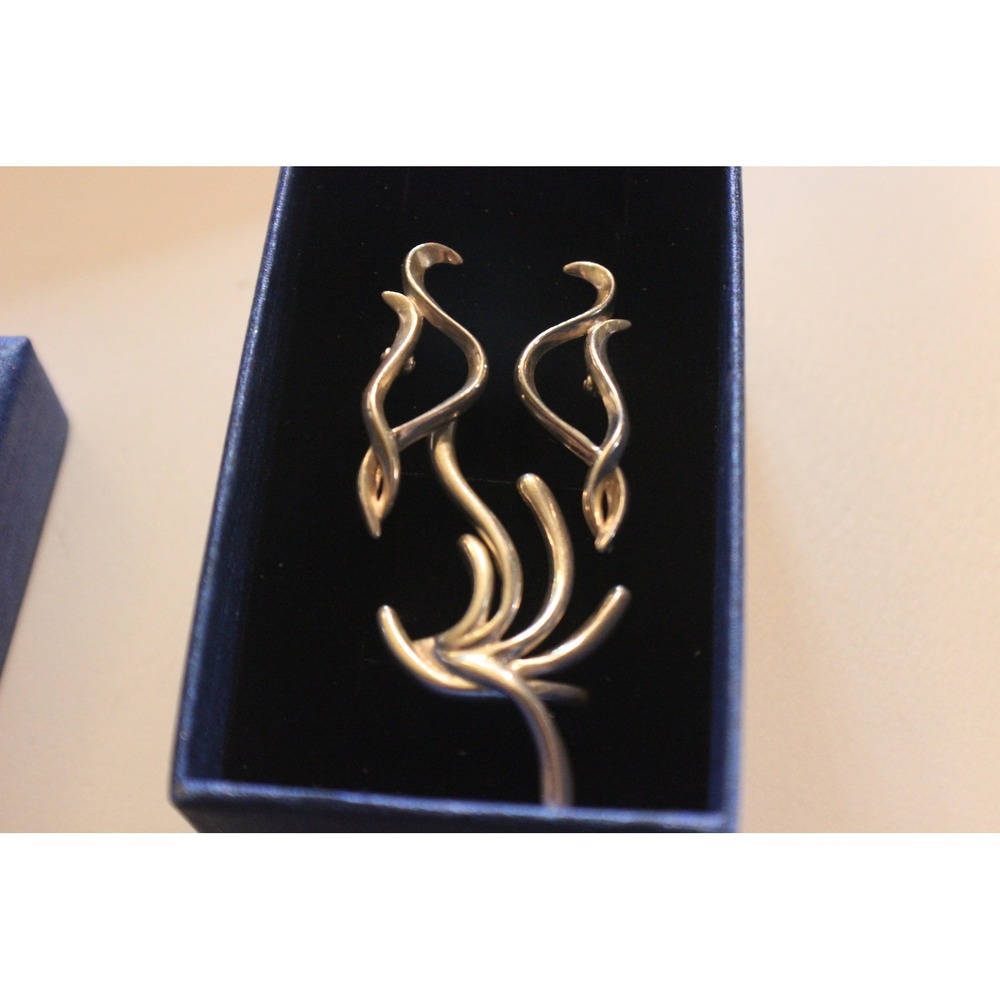 Tokatti Sterling Silver 925 Abstract Flame/wave Ring and Earring Set Size 7.75